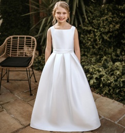Emmerling Ivory or White Mikado Communion Dress - Style Guliana