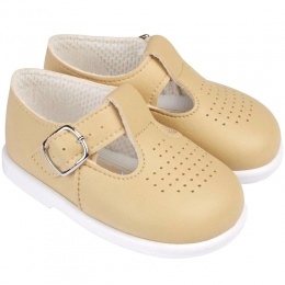New Babies Boys Baypods Matt T-bar Hard Sole First Walker Christening Shoes H501 