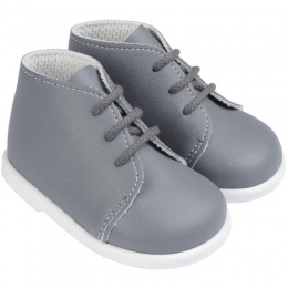 Boys Grey Matt Lace Up First Walker Boots