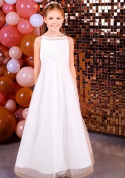 Emmerling White Dotted Tulle Communion Dress - Style Hedi