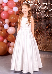 Emmerling White Satin Communion Dress - Style Hildegart