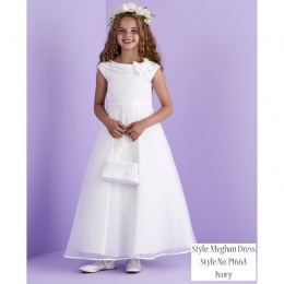 Ivory Bow Collar Holy Communion Dress - Meghan P166A by Peridot