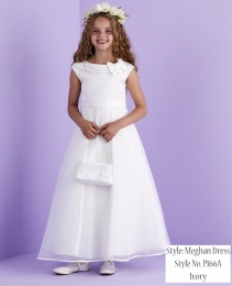 Ivory Bow Collar Holy Communion Dress - Meghan P166A by Peridot