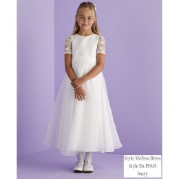 Ivory Lace Sleeve Holy Communion Dress - Melissa P159A by Peridot