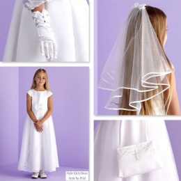 Kitty White Communion Dress, Bag, Gloves & Veil - Peridot