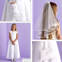 Kitty White Communion Dress, Bag, Gloves & Veil - Peridot