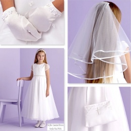 Laura White Communion Dress, Bag, Gloves & Veil - Peridot