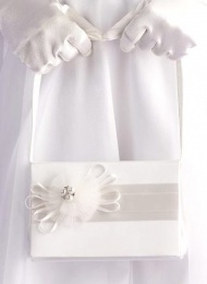 Girls Ivory Tulle & Ribbon Satin Bag - Lauren P121A by Peridot