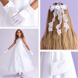 Lucinda White Communion Dress, Bag, Gloves & Hair Comb - Peridot