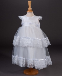 Girls Tiered Lace Christening Dress - Melody by Millie Grace