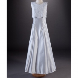 White Guipure Lace & Satin Communion Dress - Candice by Millie Grace