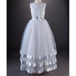 White Lace & Ribbon Communion Dress - Celeste by Millie Grace