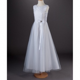 White Diamante Heart Communion Dress - Crystal by Millie Grace