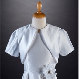 Millie Grace White Satin Short Sleeved Bolero Jacket