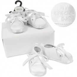 Baby Boys White Satin My Special Day Christening Shoes