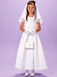 White Bow Holy Communion Dress - Rose P133 by Peridot