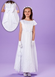 White Embroidered Holy Communion Dress - Kitty P158 by Peridot