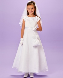 White Bow Collar Holy Communion Dress - Meghan P166 by Peridot