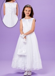 White Guipure Motif Holy Communion Dress - Lara P173 by Peridot