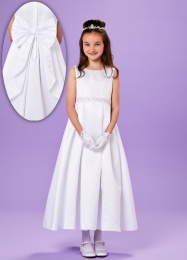 White Satin Box Pleat Holy Communion Dress - Layla P210 by Peridot