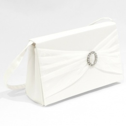 Girls Ivory Diamante Bow Satin Bag - Kara P178A by Peridot