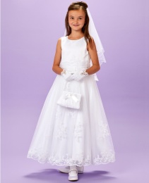 White Guipure Organza Communion Dress - Lucinda P202 by Peridot