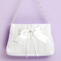 Girls Ivory Satin Bow Bag - Ruby P215A by Peridot