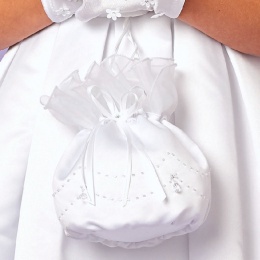 Girls White Drop Crystal Dolly Bag - Jane P224 by Peridot