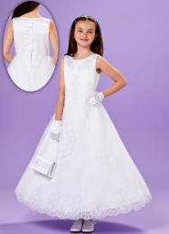 White Embroidered Lace Holy Communion Dress - Erin P236 by Peridot