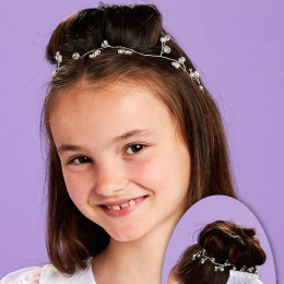 Girls Beaded Hair Vine with Ribbon - Whitney P254 by Peridot