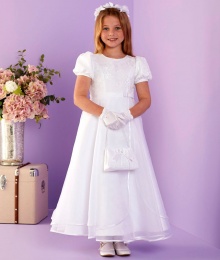 White Lace Organza Holy Communion Dress - Caitlin P264 by Peridot