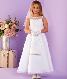 White Sweetheart Organza Holy Communion Dress - Colette P271 by Peridot