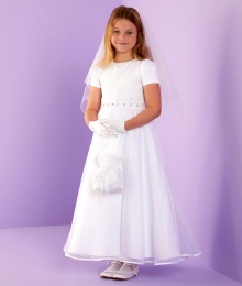 White Embroidered Organza Holy Communion Dress - Sheridan P275 by Peridot