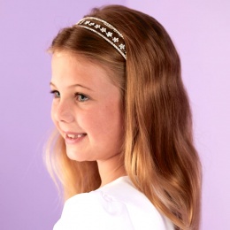 Girls Crystal Floral Triple Band Headband - Jade P287 by Peridot