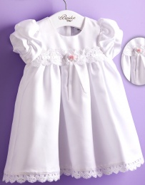 Baby Girls White & Pink Lace Trim Dress with Headband - Nicole PC2 by Peridot