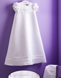 Baby Girls White Lace Trim Gown with Bonnet - Marie PC3 by Peridot