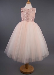 Girls Sequin Flower Tulle Dress - Rachel by Busy B's Bridals