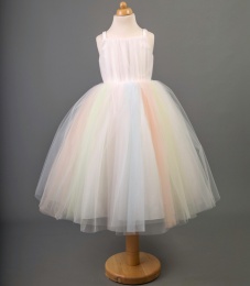 Girls Glitter Coloured Tulle Dress - Rainbow by Busy B's Bridals