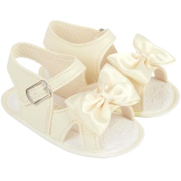 Baby Girls Ivory Bow Matt Soft Sole Sandals