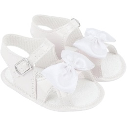 Baby Girls White Bow Patent Soft Sole Sandals