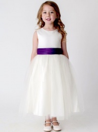 Girls Cadbury Purple & Ivory Organza Diamante Dress