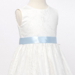 Girls Baby Blue Double Sided Satin Dress Sash