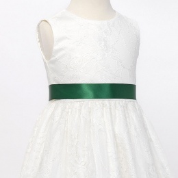 Girls Bottle Green Double Sided Satin Dress Sash