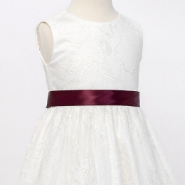 Girls Burgundy Double Sided Satin Dress Sash