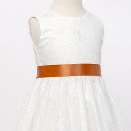 Girls Rust Burnt Orange Double Sided Satin Dress Sash