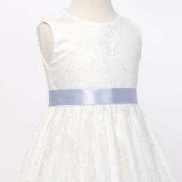 Girls Cornflower Blue Double Sided Satin Dress Sash