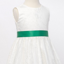 Girls Emerald Green Double Sided Satin Dress Sash