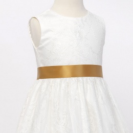 Girls Gold Double Sided Satin Dress Sash