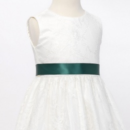 Girls Hunter Green Double Sided Satin Dress Sash