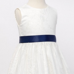 Girls Navy Double Sided Satin Dress Sash